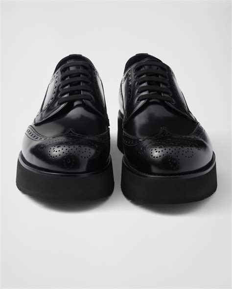 prada brogue espadrilles|Black Brushed Leather Derby Brogue Shoes .